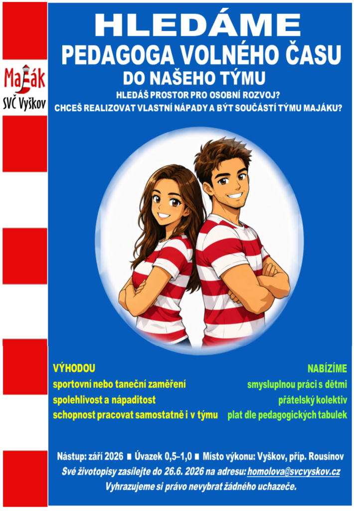 Hledáme pedagoga volného času