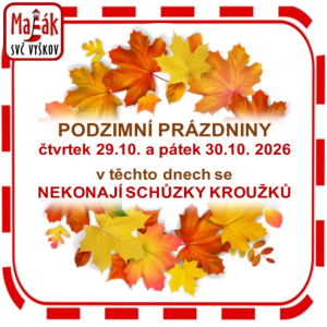 Podzimní prázdniny 29.-30.10.2025